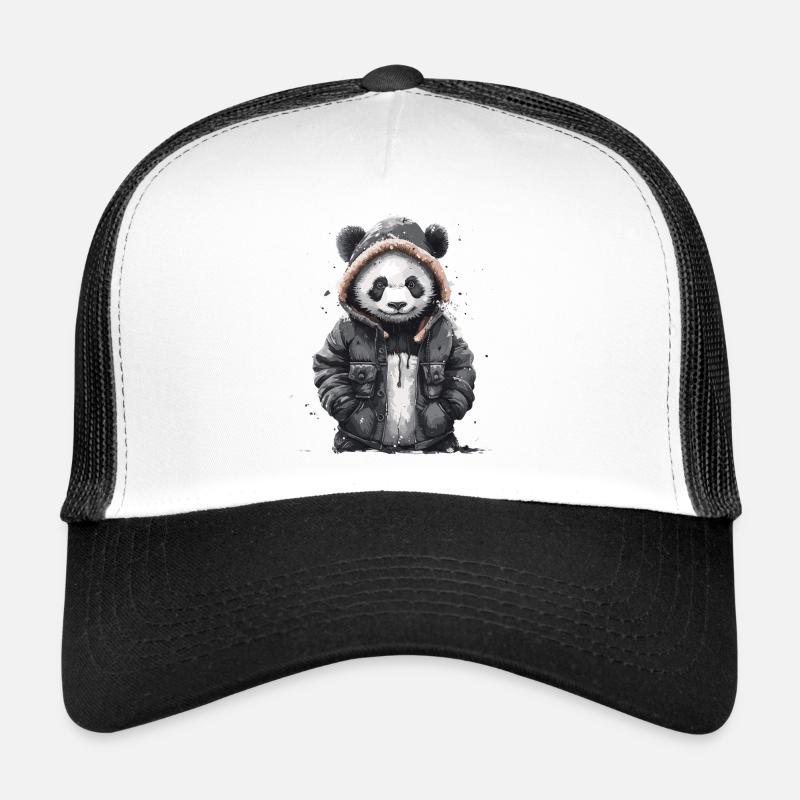 Panda Bär in Mantel Trucker Cap