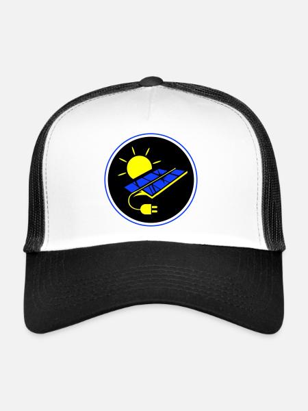 Symbole du système photovoltaïque énergie solaire - Casquette trucker  - blanc/noir - Devant