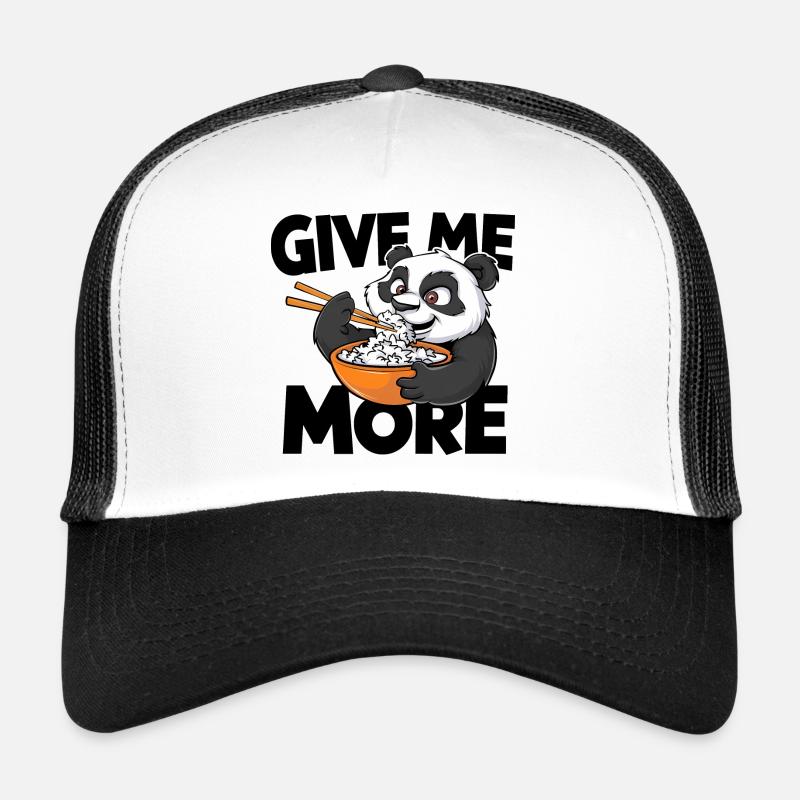 Panda mangeant du riz - Casquette trucker  - blanc/noir