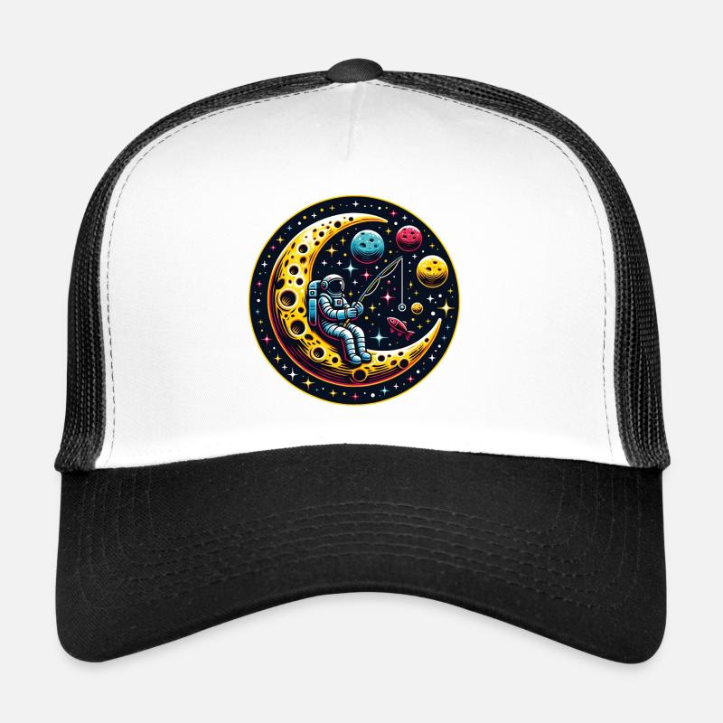 Un astronaute s’assoit sur la lune et pêche Casquette trucker 