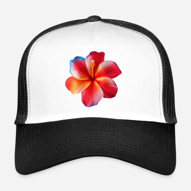 Hibiskus Hawaii Blume - Trucker Cap - Weiß/Schwarz