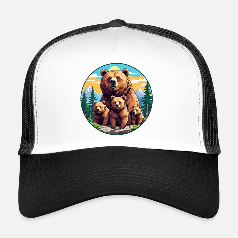Maman grizzli protectrice défensive avec ses petits Casquette trucker 