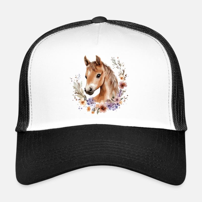 Pferd Blumen Pferdemädchen Pony Süß Niedlich Trucker Cap