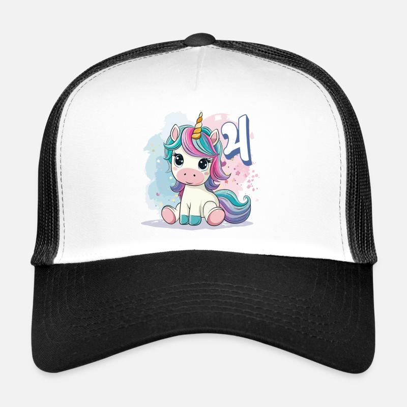 4. Geburtstag Einhorn Regenbogen Süß Niedlich - Trucker Cap - Weiß/Schwarz