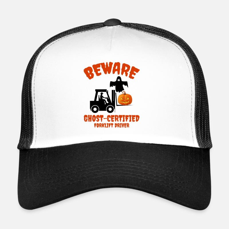 Halloween Ghost Gabelstapler Fahrer Schweres Gerät Trucker Cap
