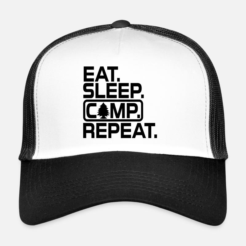 Eat Sleep Camp Repeat - Camping Lover, Camper Geschenk Trucker Cap