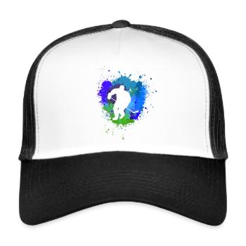 Eishockey, Hockey, Graffiti, bunt - Trucker Cap - Weiß/Schwarz - Vorne