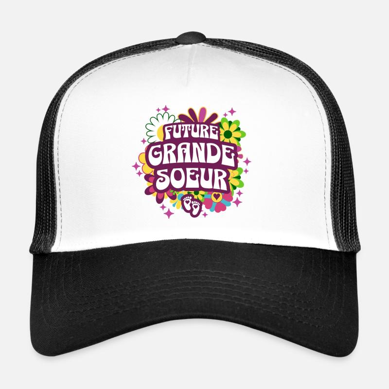 Annonce Bébé Surprise 2024 Future Grande Soeur - Casquette trucker  - blanc/noir