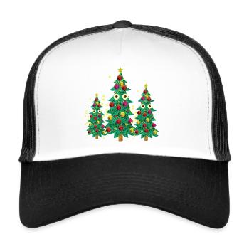 christmas tree, christmas tree, christmas, family, - Trucker Cap - white/black - Front