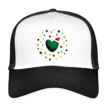 Weihnachtsherz in Grün mit Sternen. - Trucker Cap - Weiß/Schwarz - Vorne