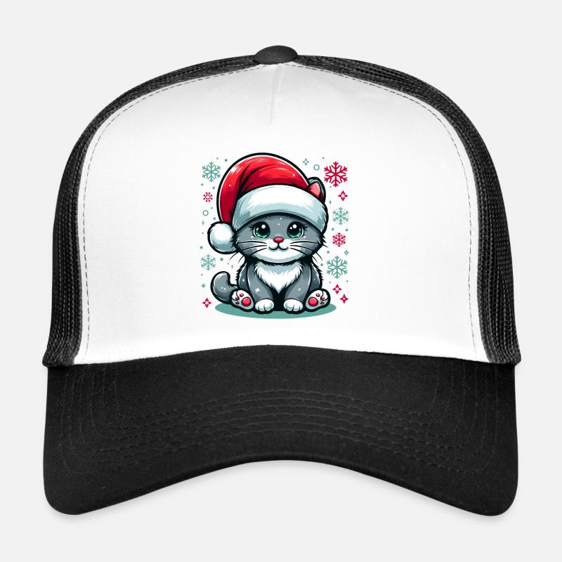 CHAT, KITTY, CHATON, ANIMAL DE COMPAGNIE, NOËL, NEIGE Casquette trucker 