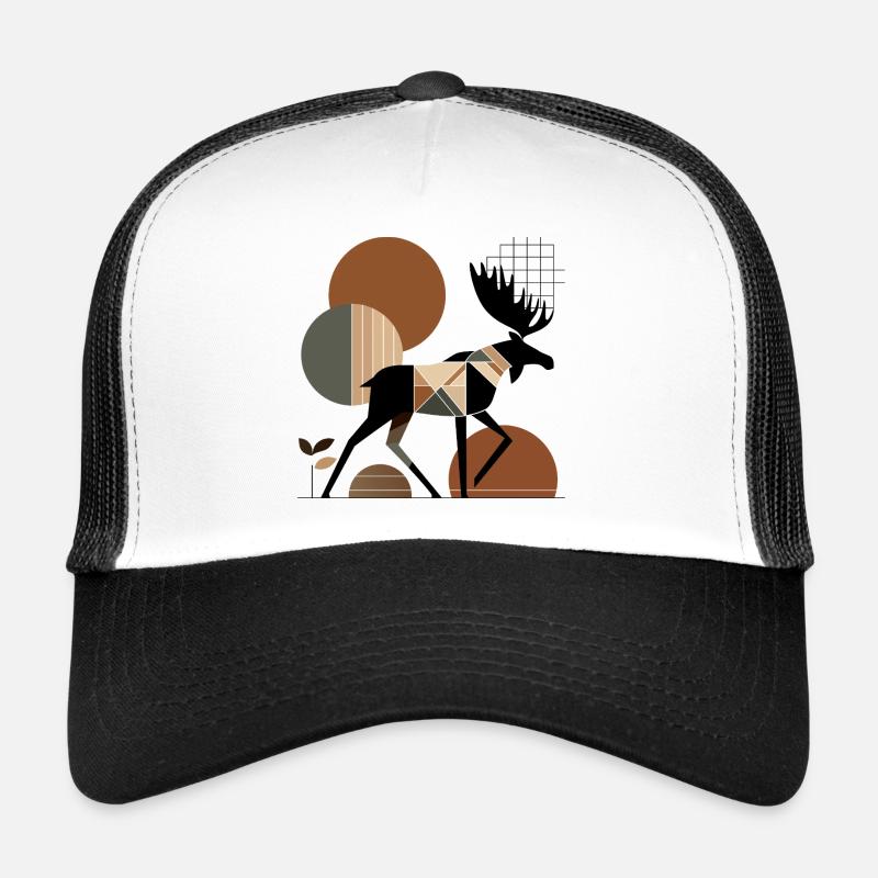 Geometrischer Elch - Trucker Cap - Weiß/Schwarz