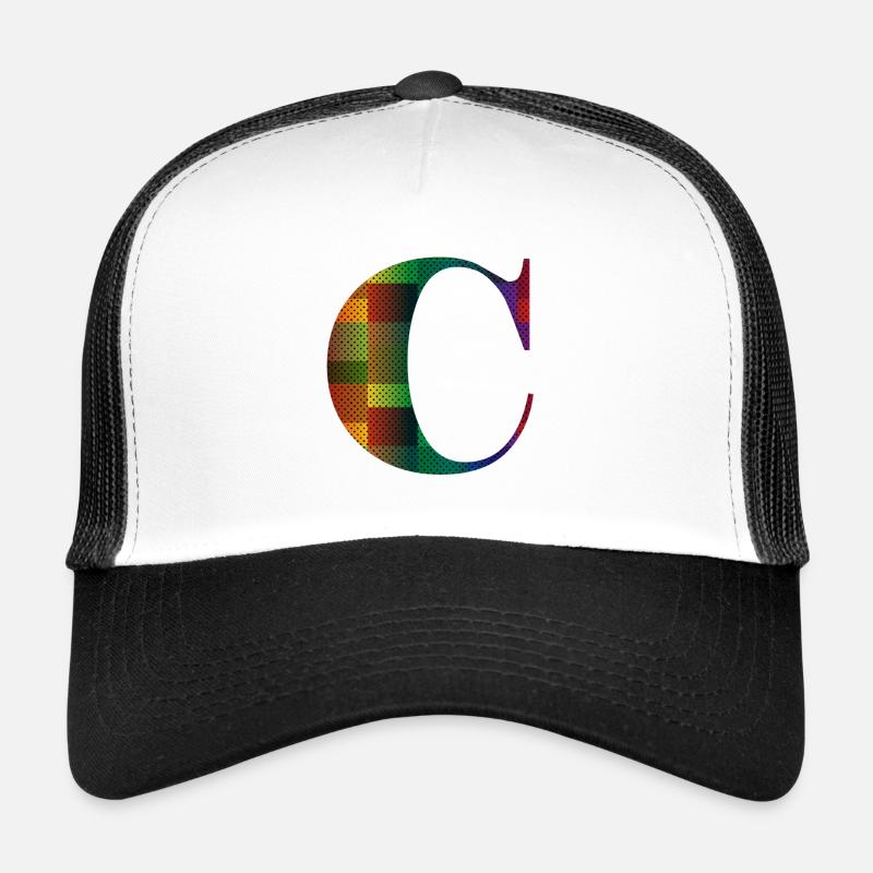 Buchstabe C - Trucker Cap - Weiß/Schwarz