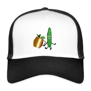 moskow mule,cocktail,gurke,party,comic - Trucker Cap - Weiß/Schwarz - Vorne
