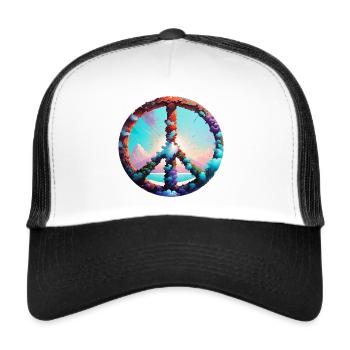 peace,peace sign,peace sign,flowers,clouds - Trucker Cap - white/black - Front