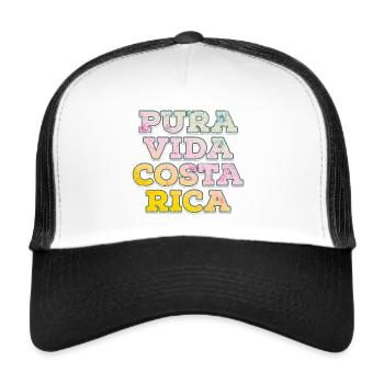 Costa Rica Pura Vida - Trucker Cap - Weiß/Schwarz - Vorne
