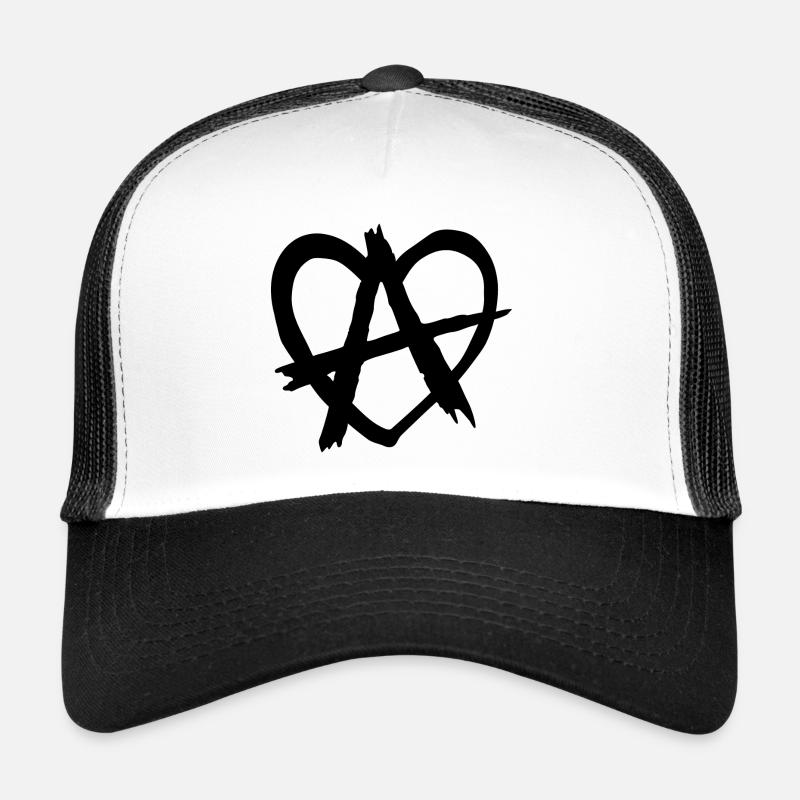 Anarchy heart, revolution, punk, black Trucker Cap