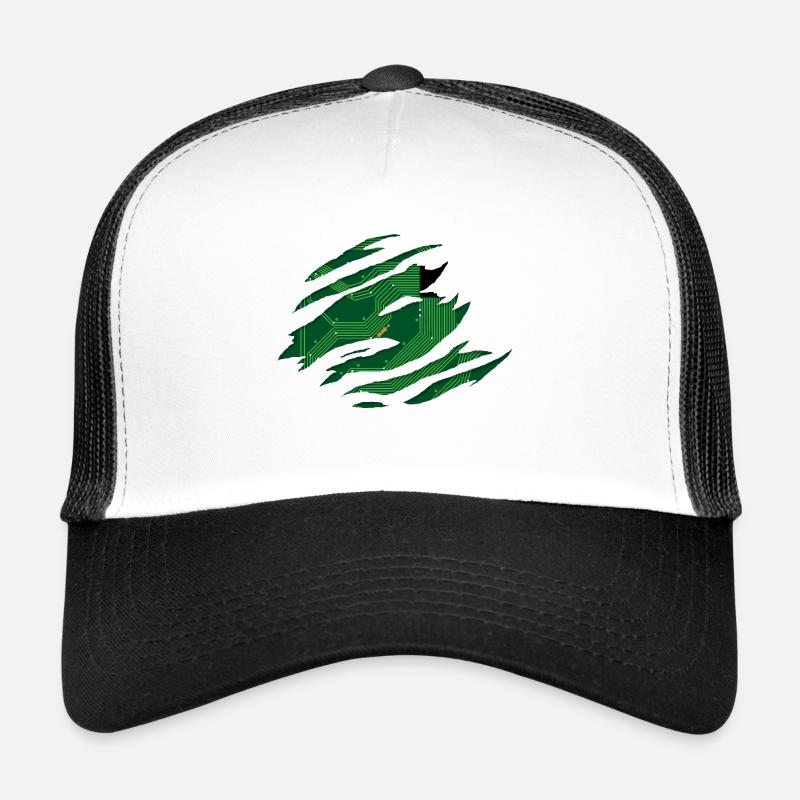 Computer Platine hinter einem Kratzer mit CPU - Trucker Cap - Weiß/Schwarz