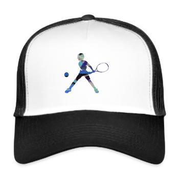 tennis,backhand,tennis player,boy,child - Trucker Cap - white/black - Front