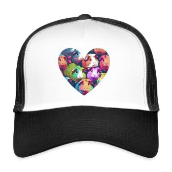 Meerschweinchen, illustration,Malerei,Herz - Trucker Cap - Weiß/Schwarz - Vorne