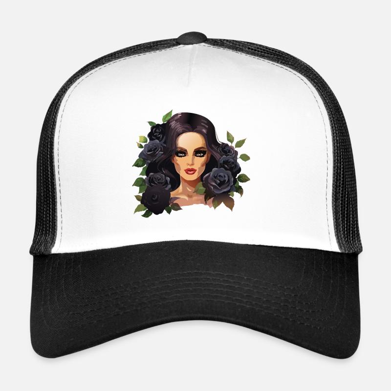 Midnight Bloom - Trucker Cap - white/black