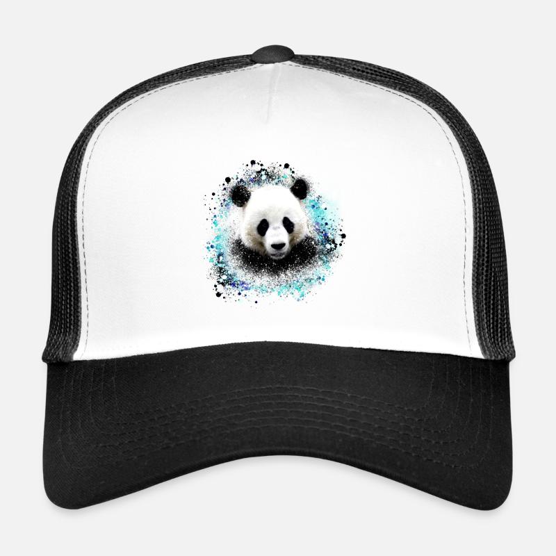 panda ,Graffiti, Malerei,pandabär, bär, blau - Trucker Cap - Weiß/Schwarz