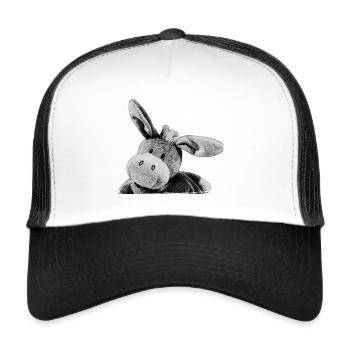 Donkey, stuffed animal, writing, watercolor, - Trucker Cap - white/black - Front