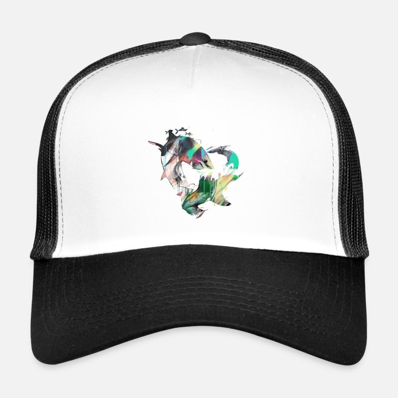 Banc de poissons, poissons, peinture, graffitis, requins Casquette trucker 