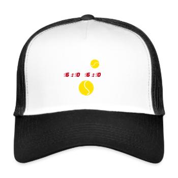 Tennis, Score, 6-0 6-0, Balles de tennis - Casquette trucker  - blanc/noir - Devant