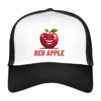 Roter Apfel essen Dessert - Trucker Cap - Weiß/Schwarz - Vorne