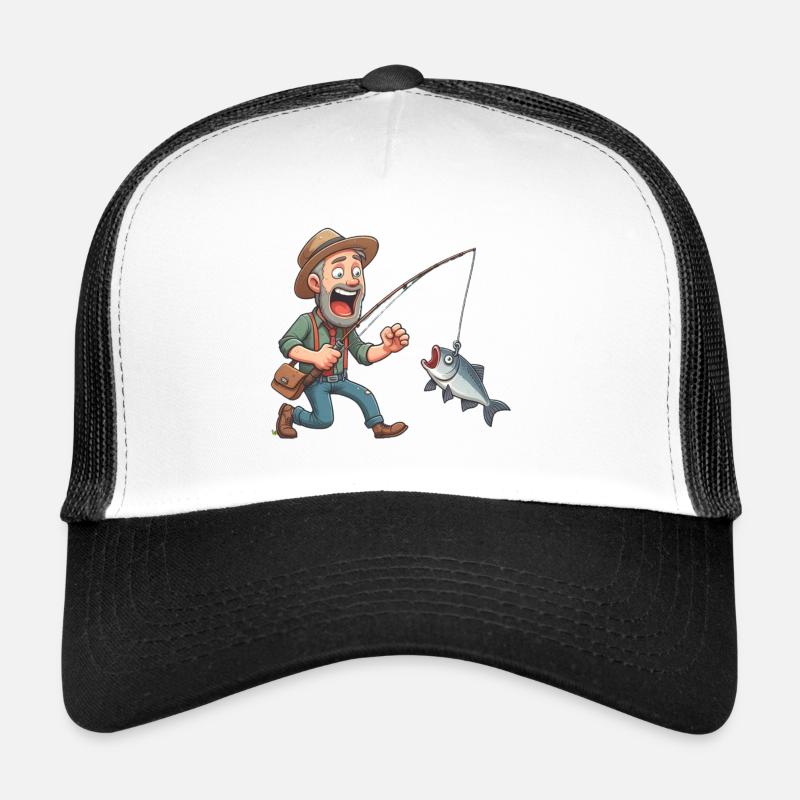 Glücklicher Angler - Trucker Cap - Weiß/Schwarz