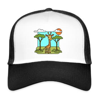 Putzige kleine Giraffe in der Savanne in Afrika - Trucker Cap - Weiß/Schwarz - Vorne