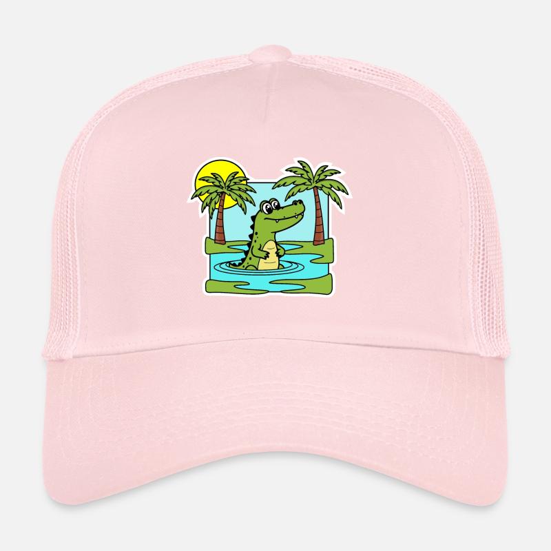 Ist das ein Krokodil oder ein Alligator im Sumpf? Trucker Cap