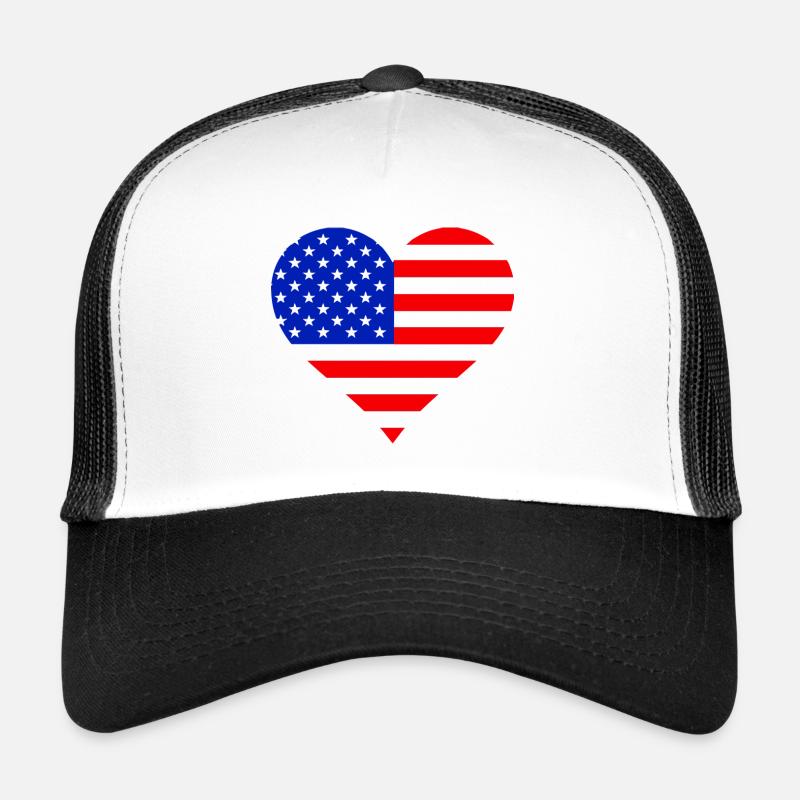 Coeur Drapeau US  Casquette trucker 