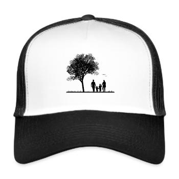 Familie Vater Mutter Kinder Silhouette Geschenk - Trucker Cap - Weiß/Schwarz - Vorne