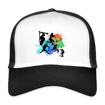 Stuntscooter,Trickscooter,tricks,stunt,e-scooter - Trucker Cap - Weiß/Schwarz - Vorne