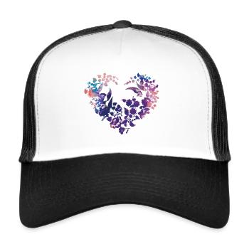 fleurs hongroises, coeur de fleur, coeur, tablier de cuisine - Casquette trucker  - blanc/noir - Devant
