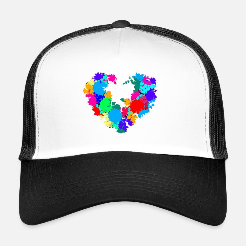 coeur de fleur, coloré, couleurs, graffiti, éclaboussure Casquette trucker 