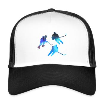 Eiskockey, Hockey, Graffi, bunt - Trucker Cap - Weiß/Schwarz - Vorne