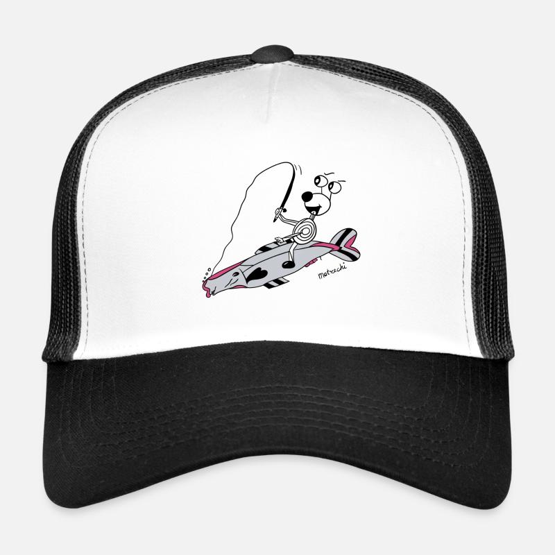 Matrechi has a big fish on the hook - Trucker Cap - white/black