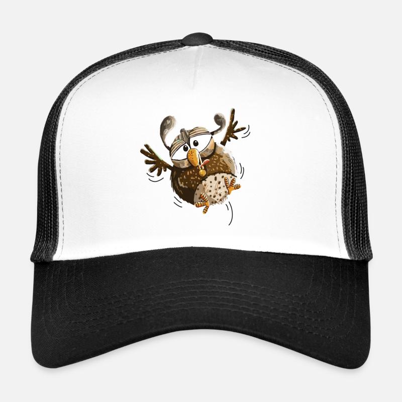Flatternde Eule im Tiefflug - Eulen - Lustig - Trucker Cap - Weiß/Schwarz