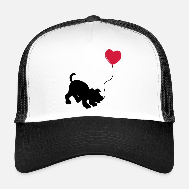 hund mit Luftballon - herz doglover - Kindermotiv - Trucker Cap - Weiß/Schwarz