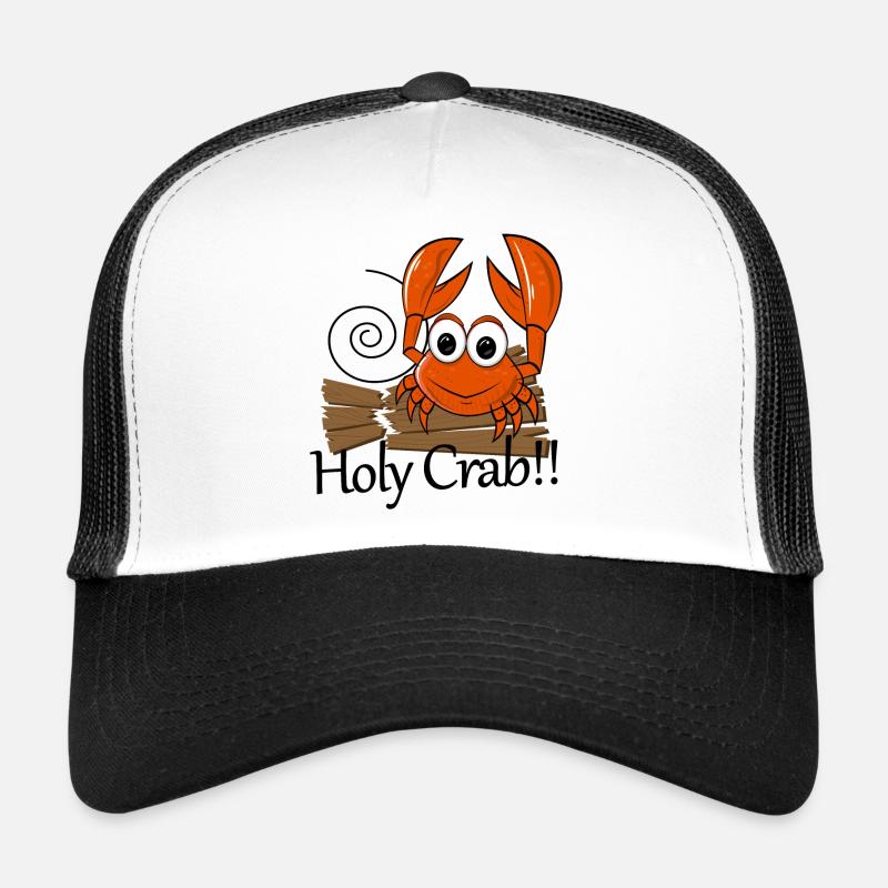 Crabe sacré Jeu de mots sur le crabe - Casquette trucker  - blanc/noir