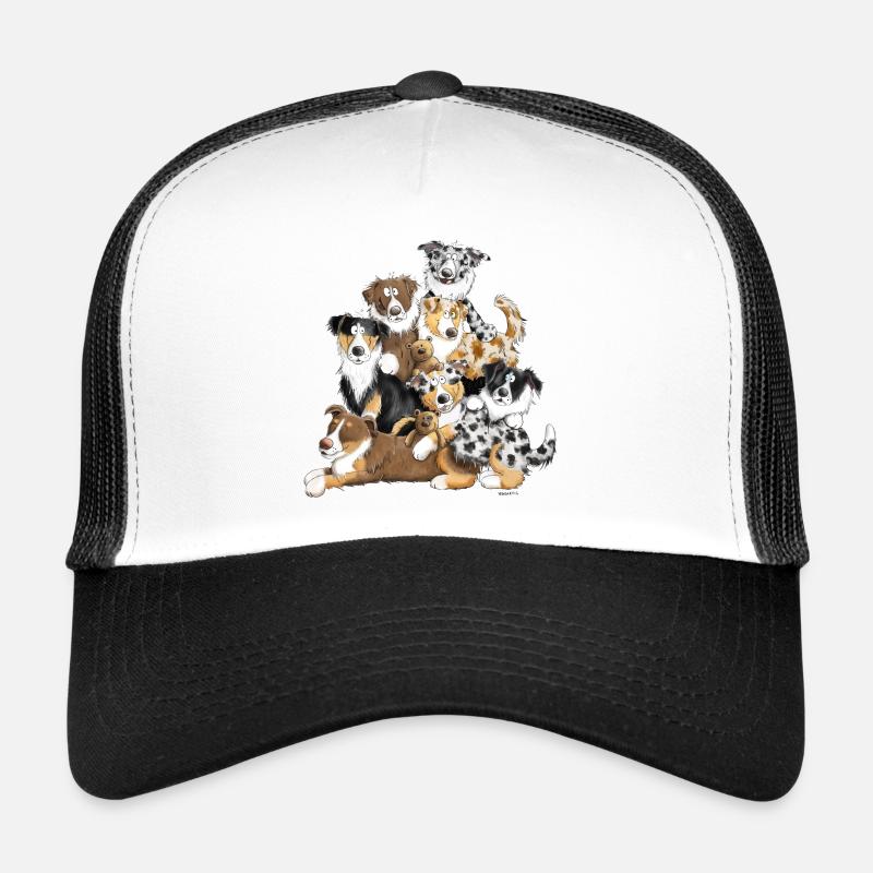 Australian Shepherd Hundehaufen I Aussie Hunde - Trucker Cap - Weiß/Schwarz