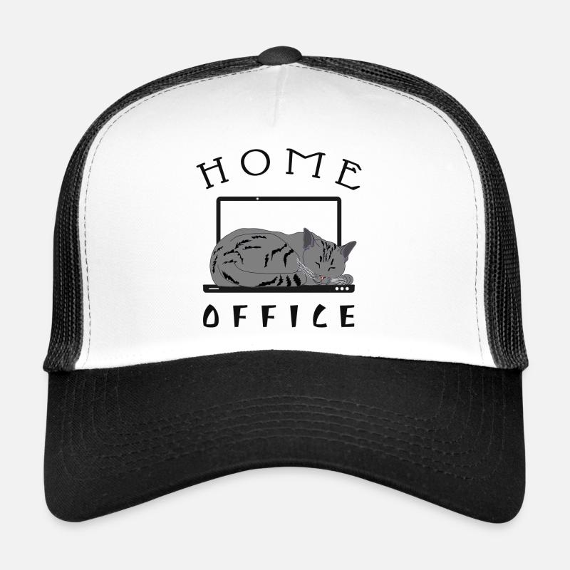 Chat relaxant dans le bureau à domicile Casquette trucker 