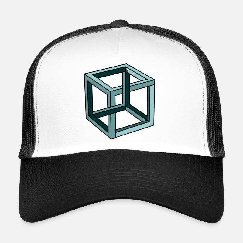 Escher Impossible Cube - Trucker Cap - white/black