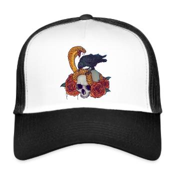 GOLDEN SNAKE - Trucker Cap - white/black - Front