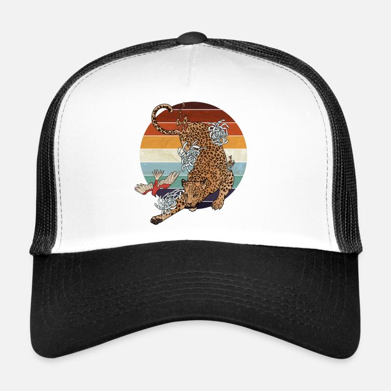 Japanese spirit leopard | Vintage Retro - Trucker Cap - white/black
