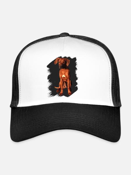 Rhodesian Ridgeback sur fond noir - Casquette trucker  - blanc/noir