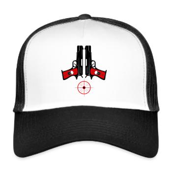 Pistols with a target - Trucker Cap - white/black - Front